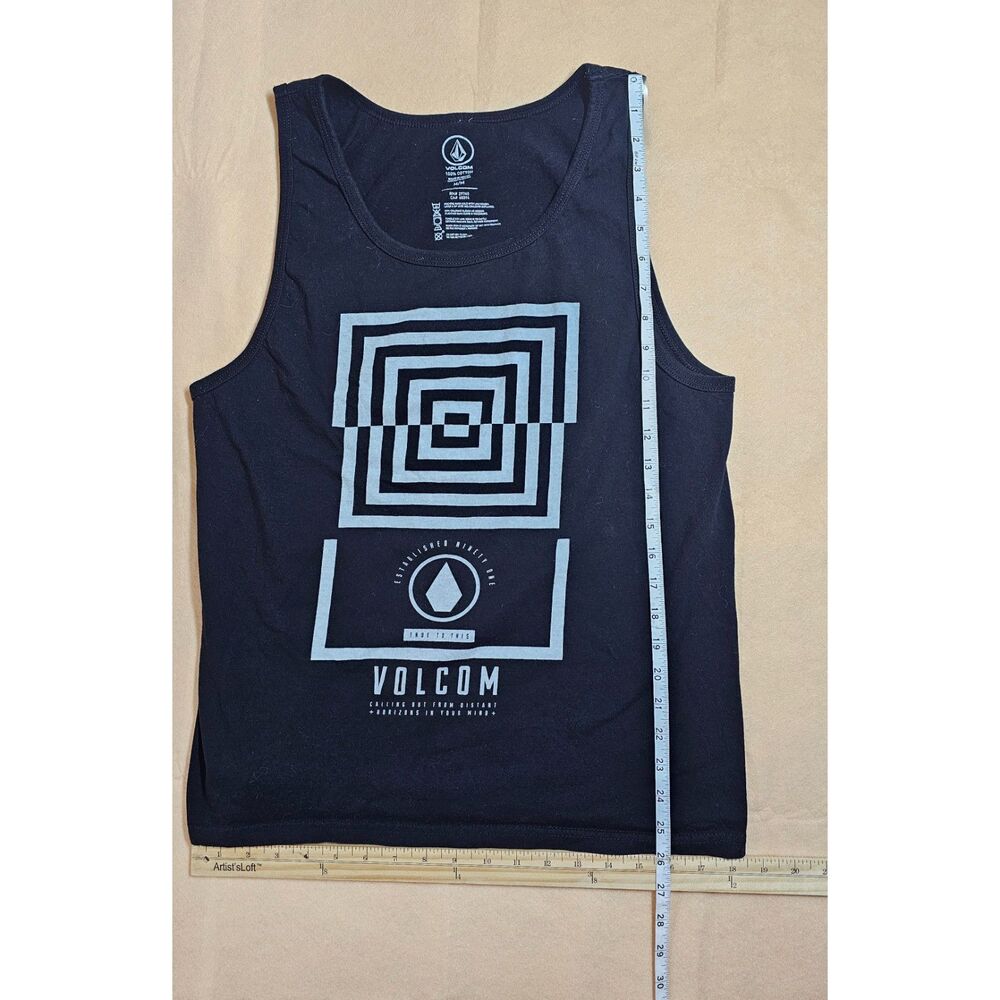 Volcom Black Graphic Tank Top Geometric Logo Size Medium